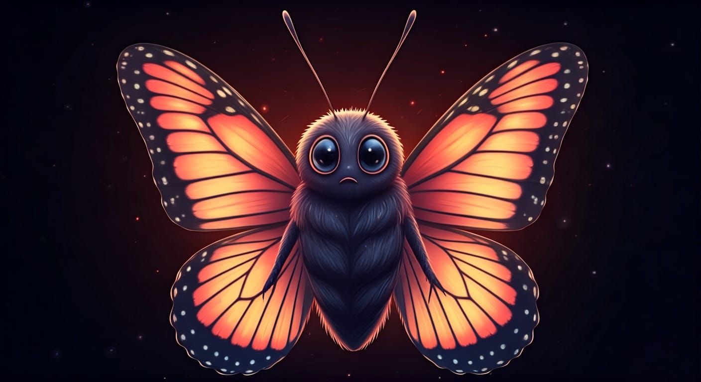 Confused Butterfly in Anime CGI Style