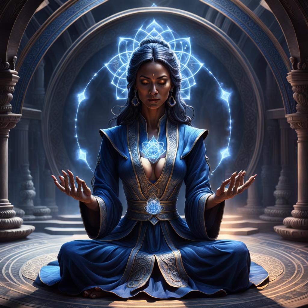 Meditating Sorceress Generates Magic