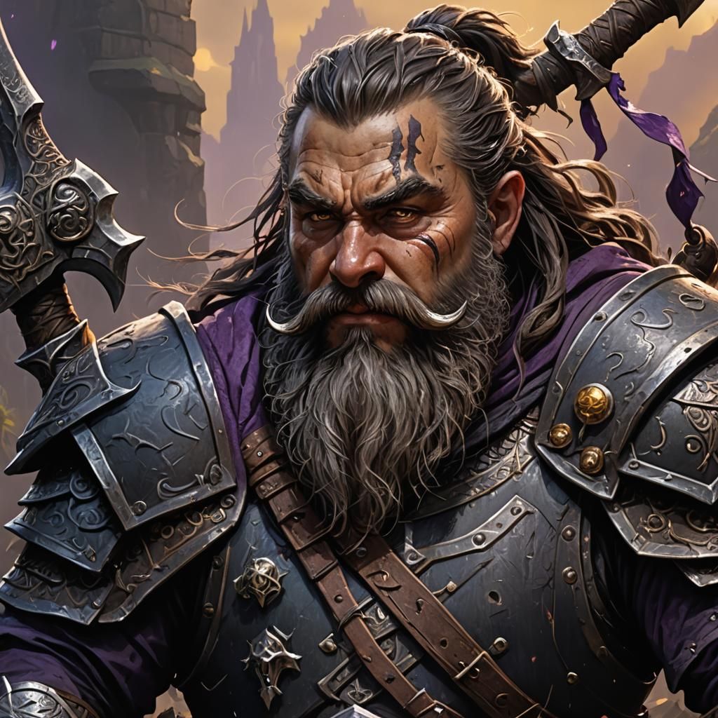 Dwarf Warrior Directing Black Cloaks in Dark Fantasy Style