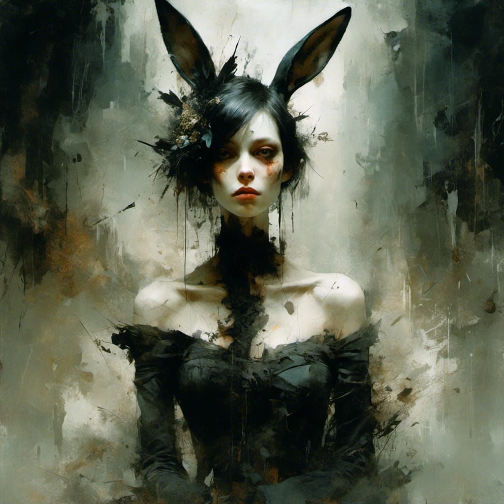 Fairytale Black Rabbit with Cute Expression