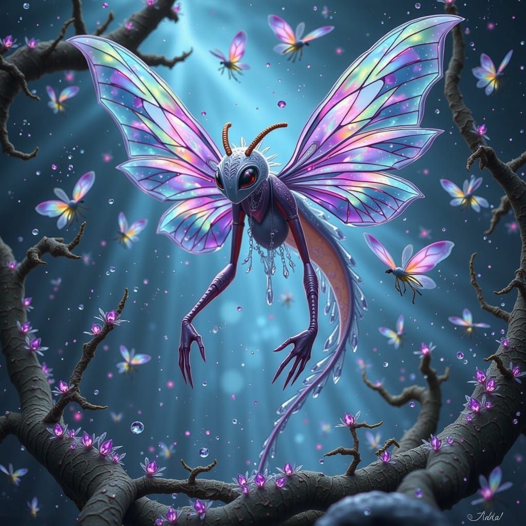 Ethereal Beings in a Dreamlike Crystal Forest