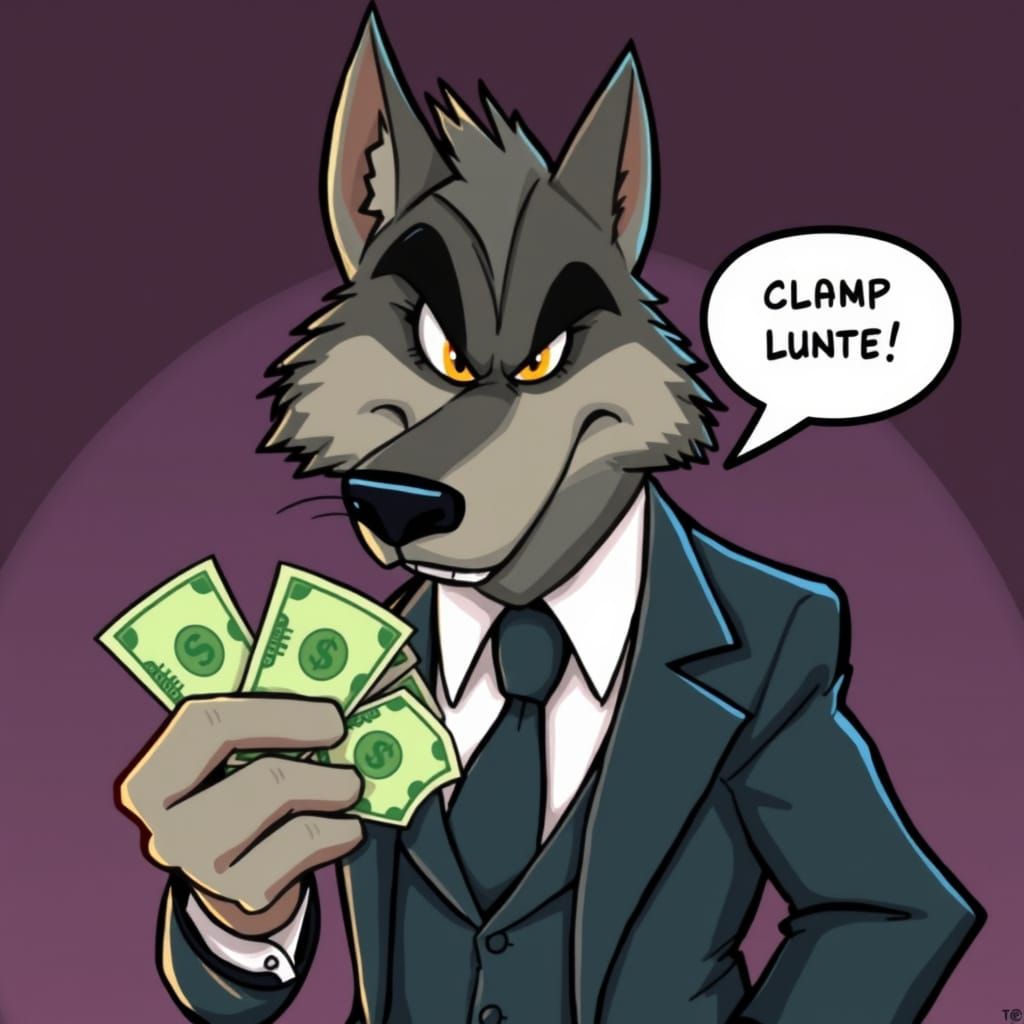 Cartoon Werewolf in Suit Talking to Camera