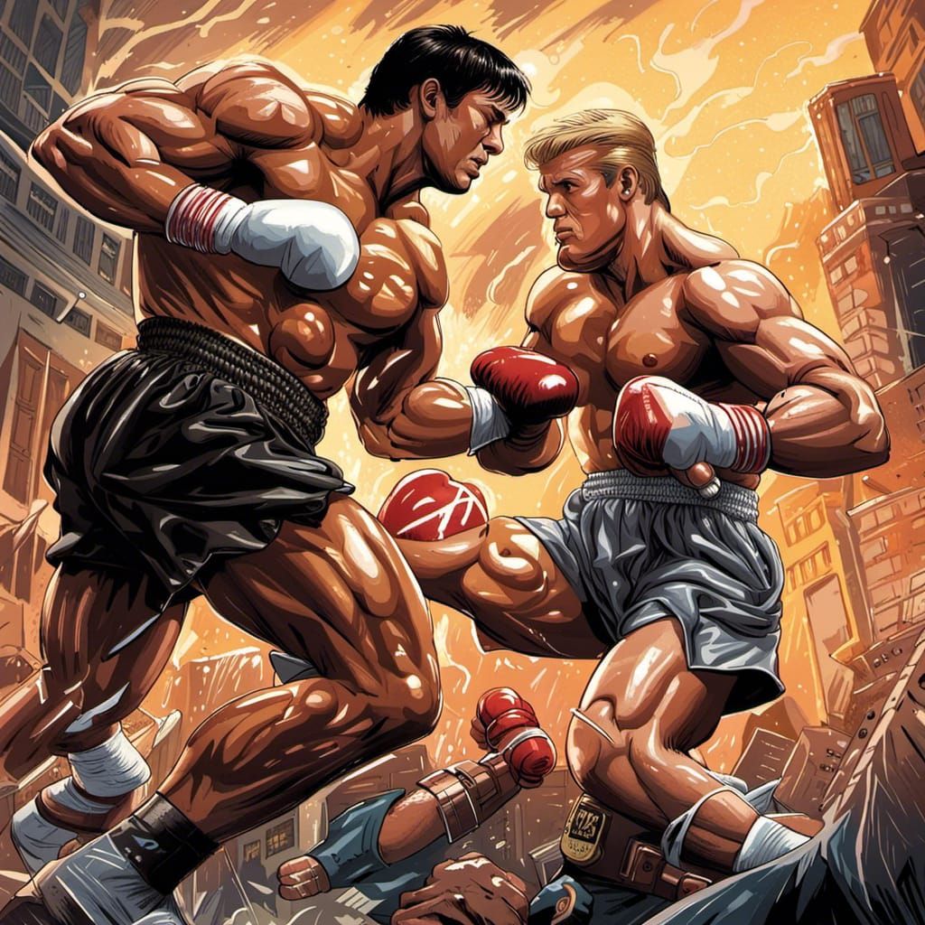 Rocky Balboa vs Ivan Drago: Comic Book Art
