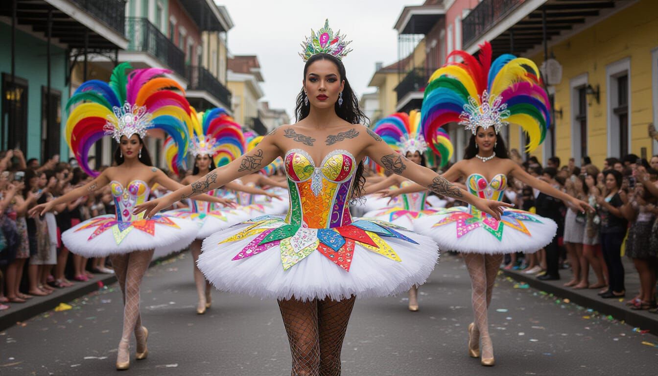Surreal Carnival Dancer in Pop Art Style
