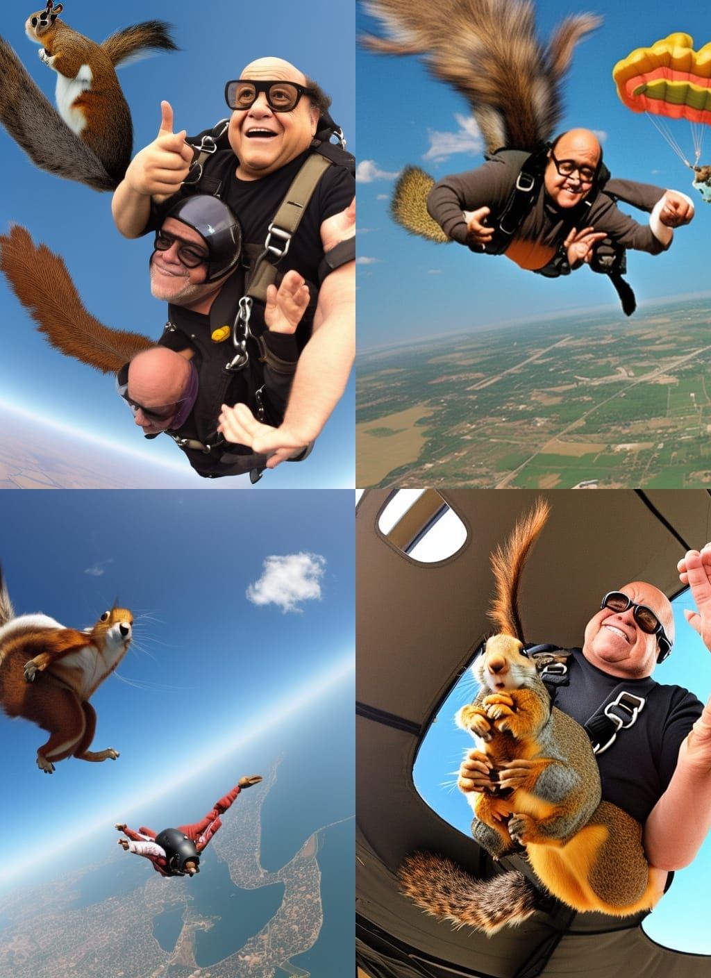 Danny DeVito Skydiving With Squirrel