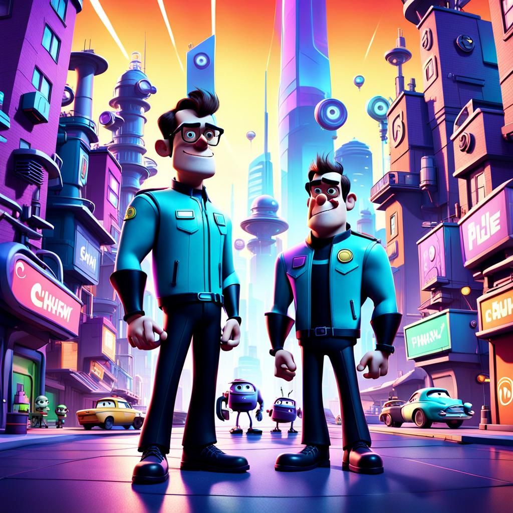 Fanboy and Chum Chum in Pixar-Style Cityscape