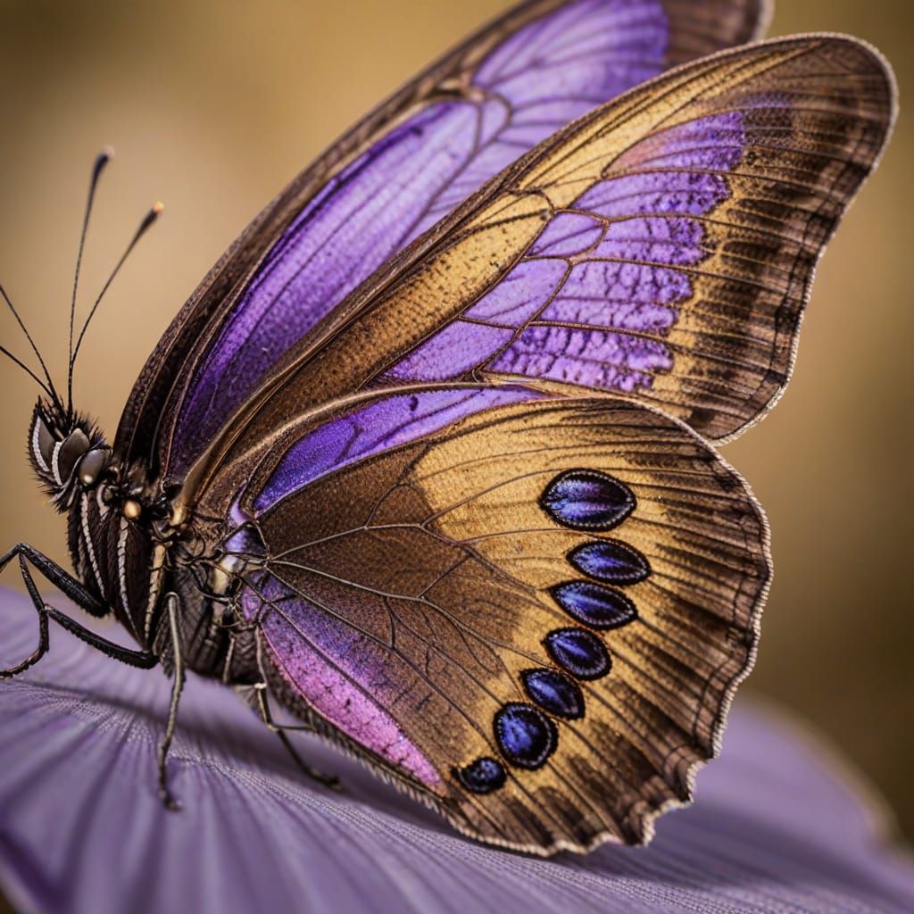 Delicate Buckeye Butterfly Wing in Vibrant Purple