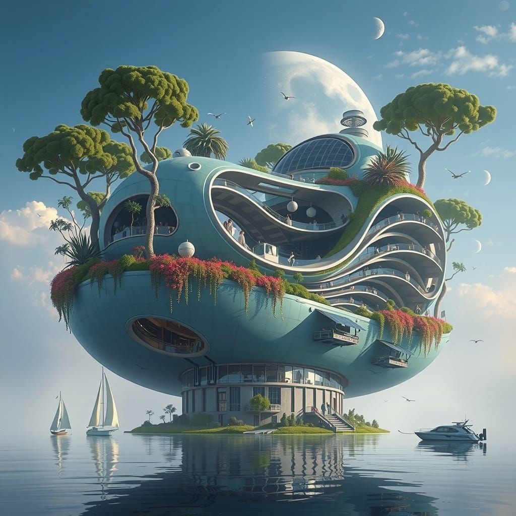 Eco-Island Utopia in Futuristic Style