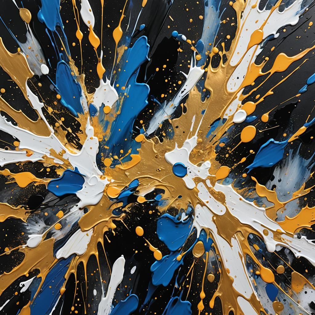 Abstract Expressionism with Gold Flecks in Matte Painting St...