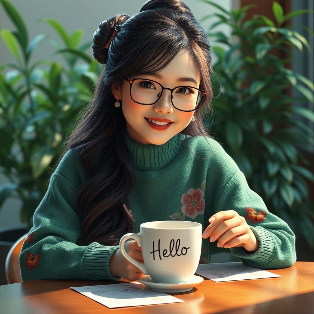 Serene Chinese Woman Portrait in Detailed Matte Painting