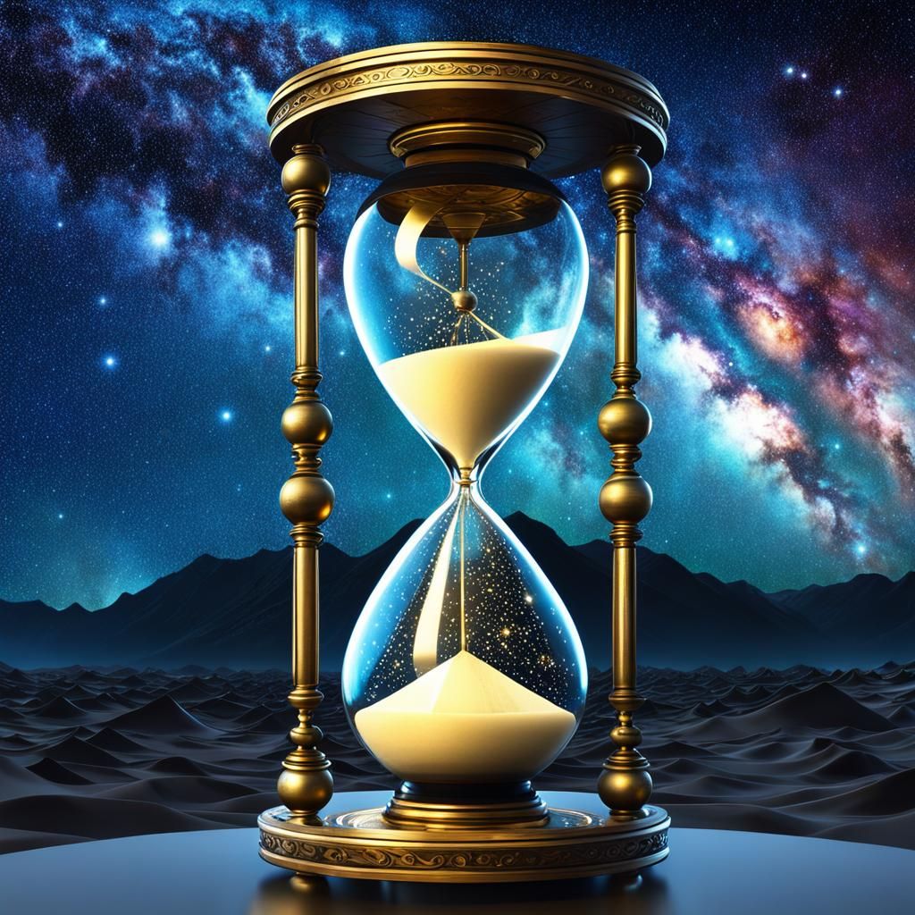 Cyber Goddess of Astrology with Hourglass in Auroracore Styl...