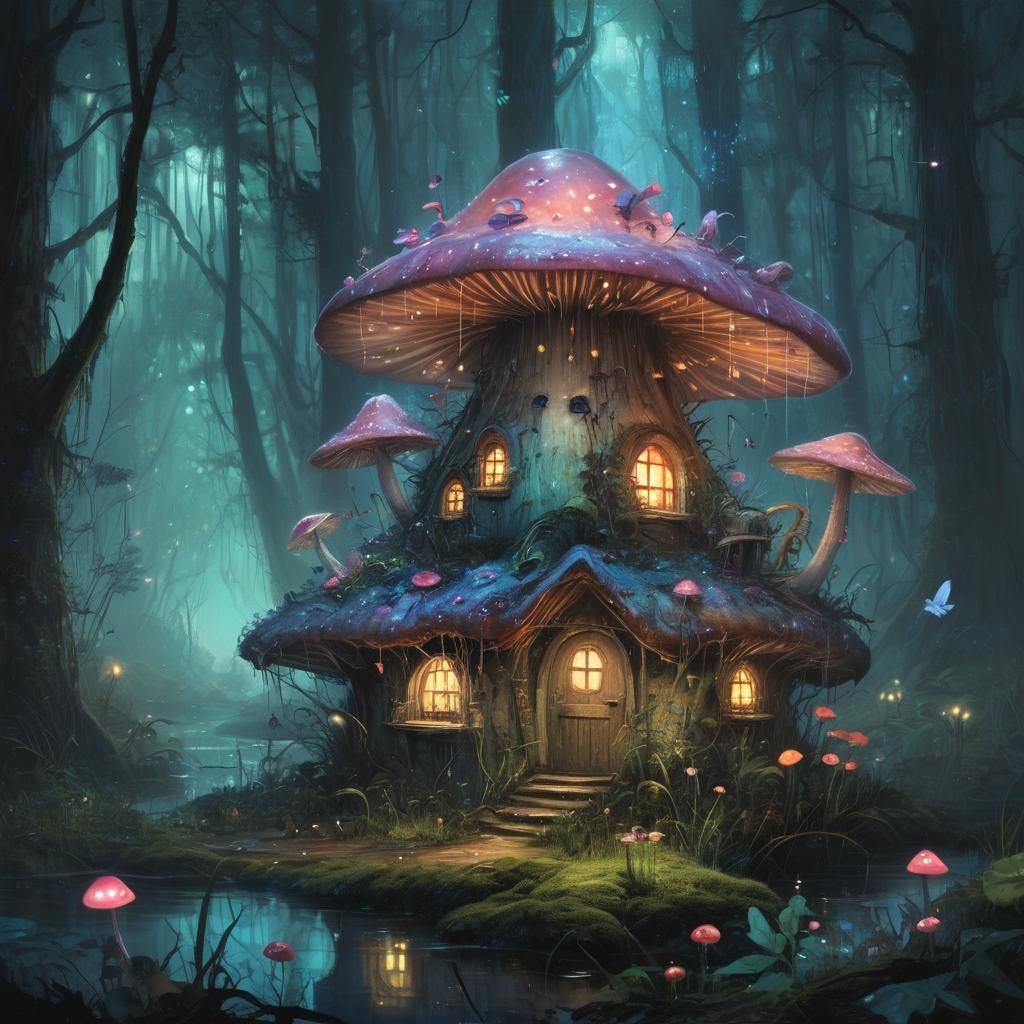 Opal Fairy Mushroom House in Enchanted Forest