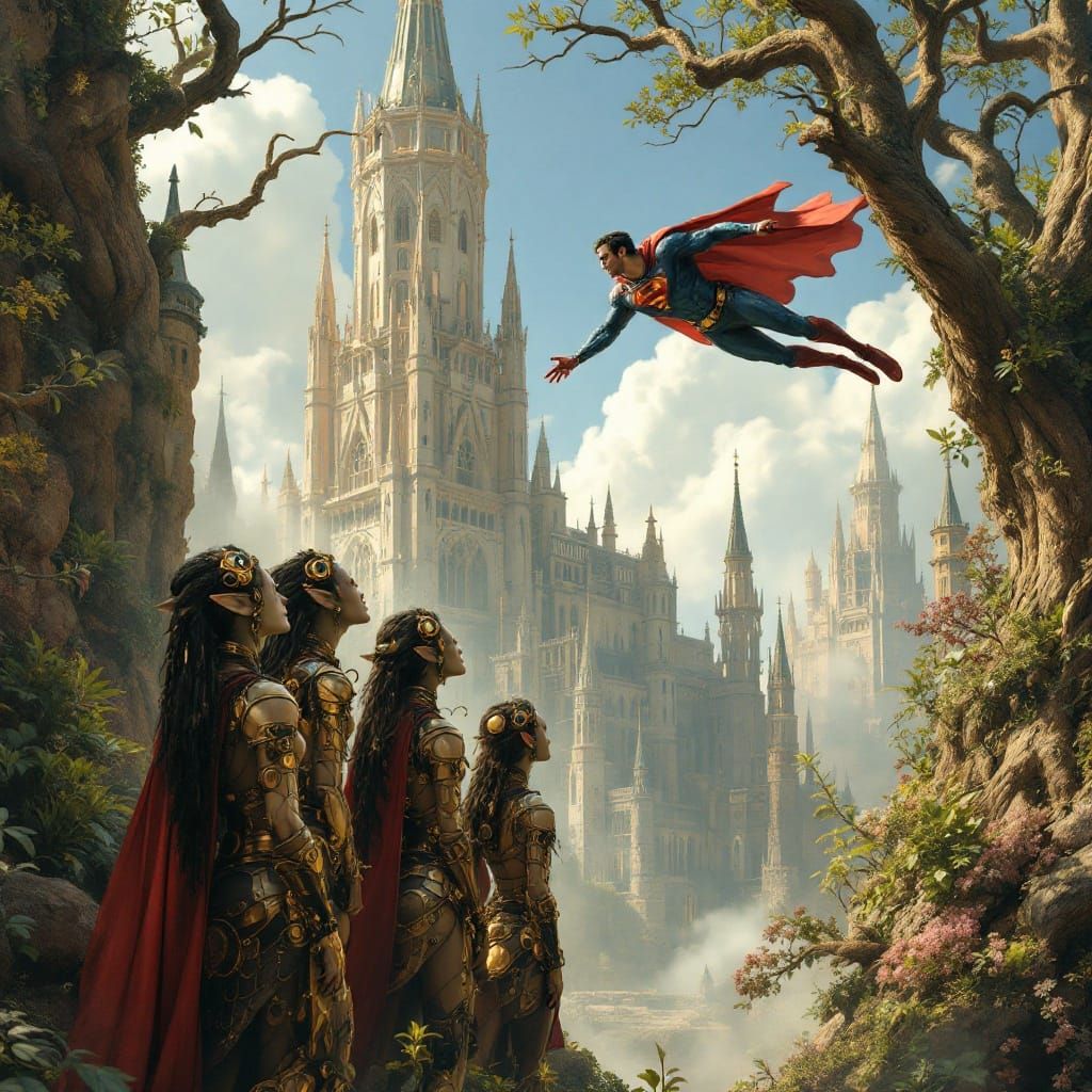 Elves in Gritty Steampunk Dreamscapes with Avant-Garde Futur...