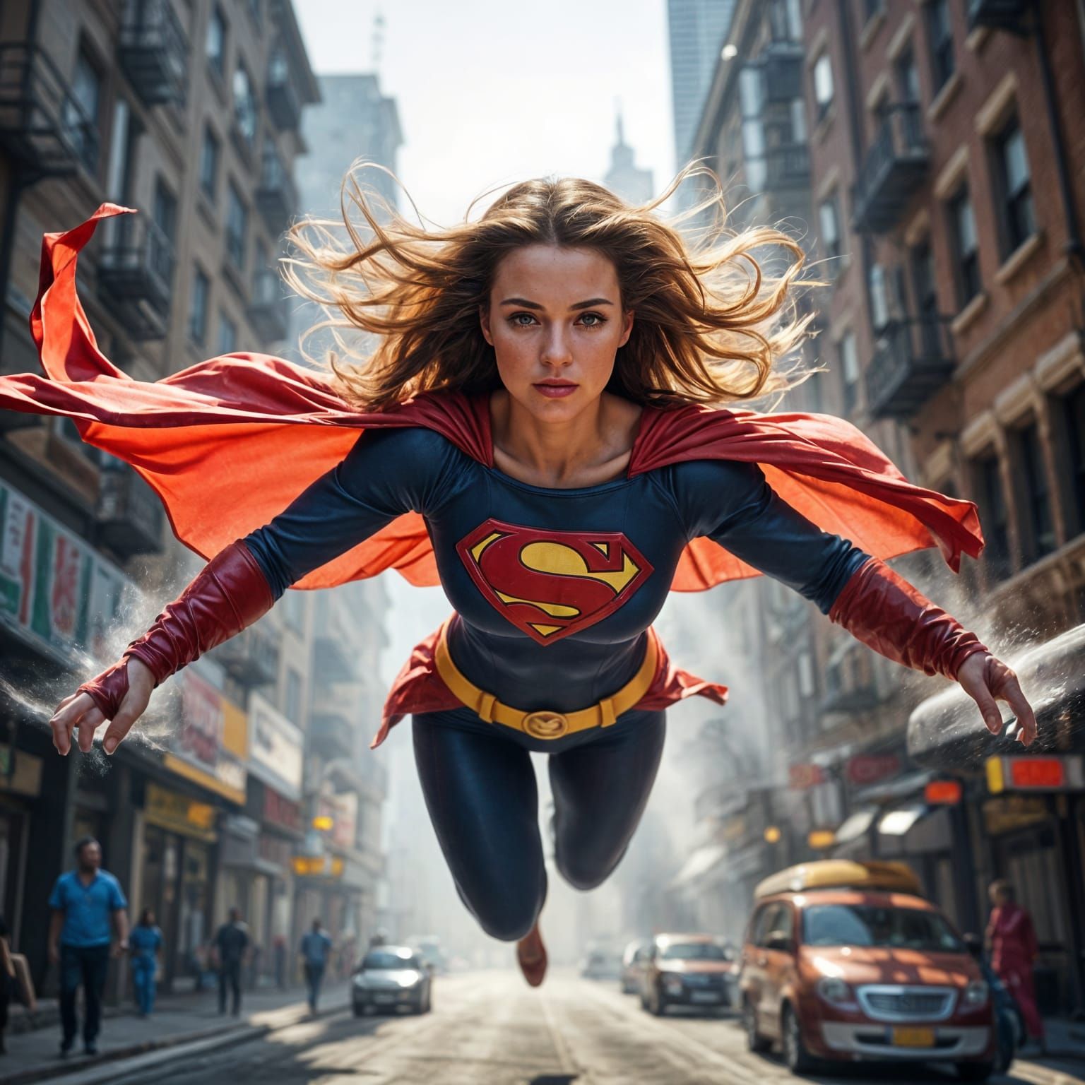 Supergirl Soars Through City Streets in Cinematic Hyperreali...