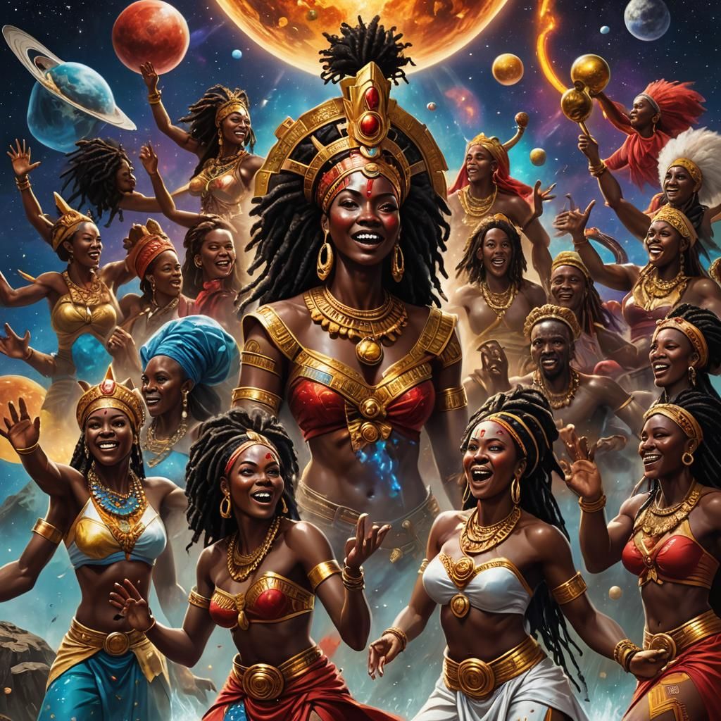 Orishas Rejoicing in Galactic Realm: Splash Art