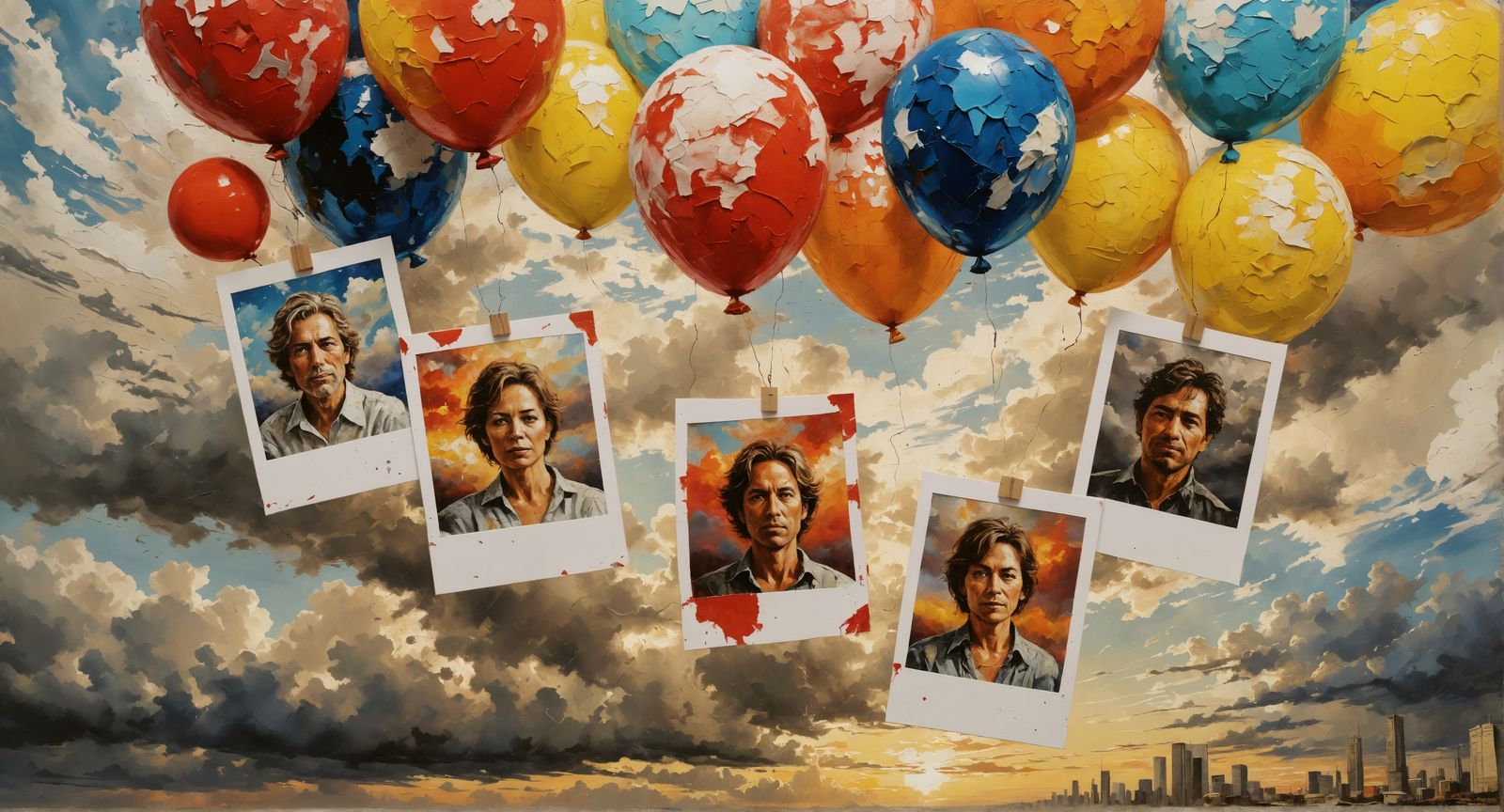 Textured Cloudy Sky Acrylic Painting with Impasto Strokes