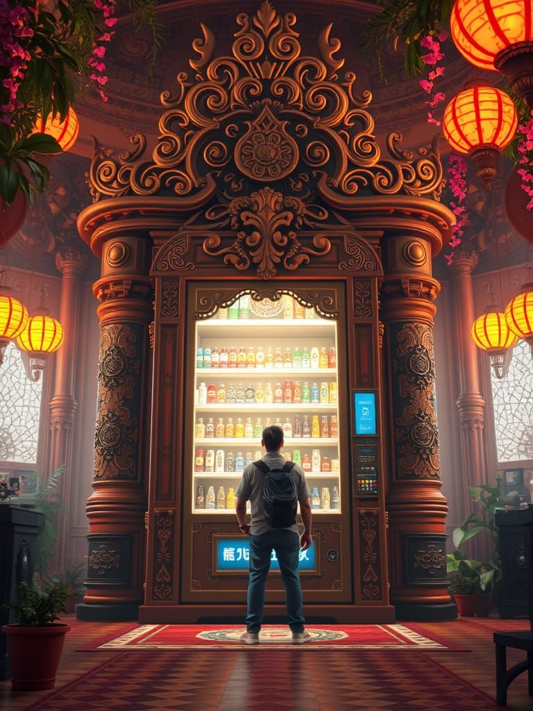 Ornate Vending Machine in Detailed Matte Painting Style