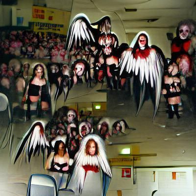 Nightmarish Crowd of Evil Angels in Horror Style