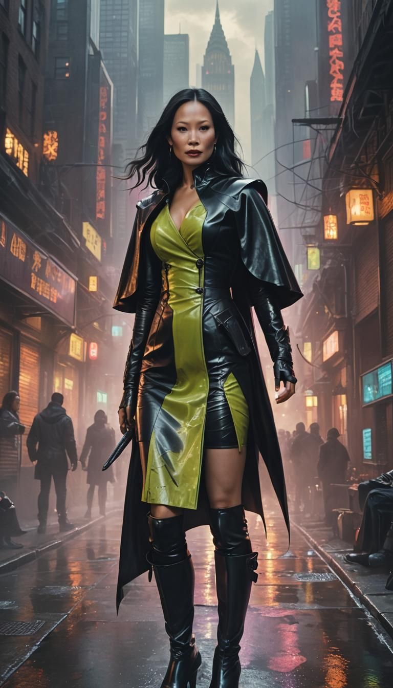 Mega-Witches Parliament in a Neon Cityscape