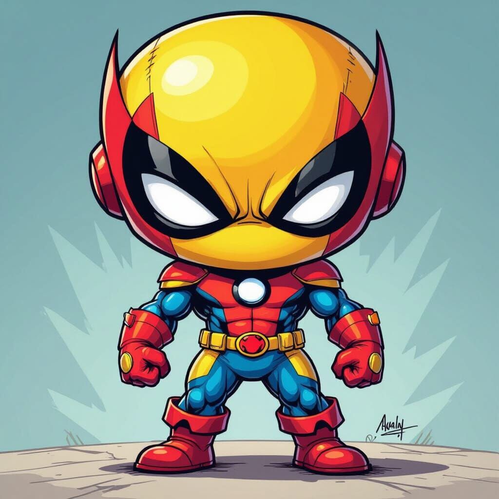 Marvel-Style Hero with Big Head and Small Feet