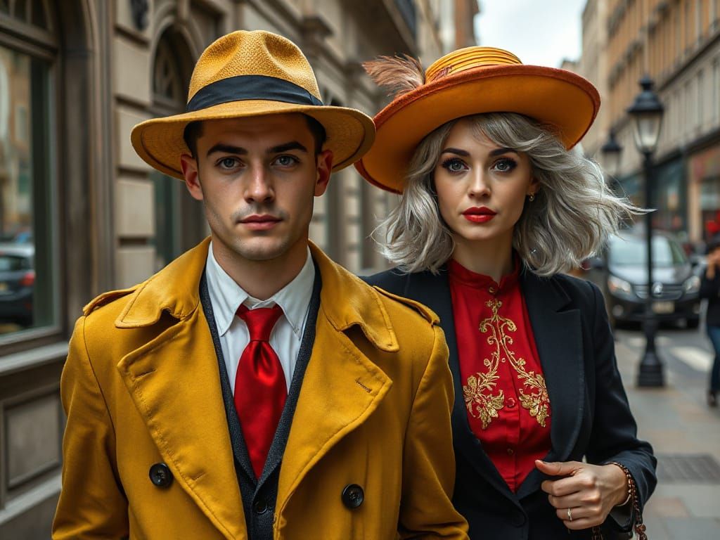Englishman in Yellow Fedora, 1930s Street Scene