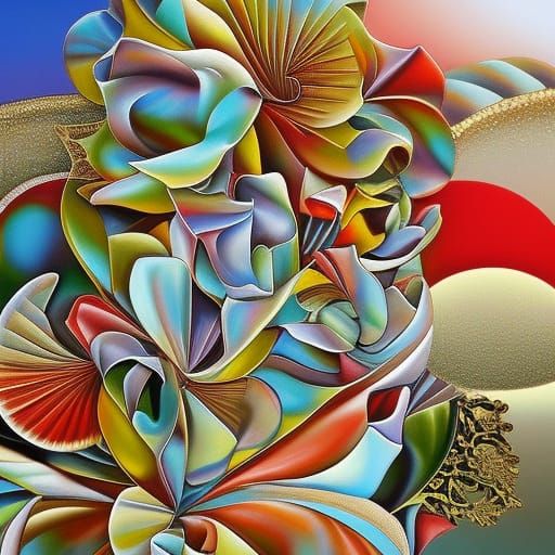 Abstract Jewels on Sand in Postmodern Style