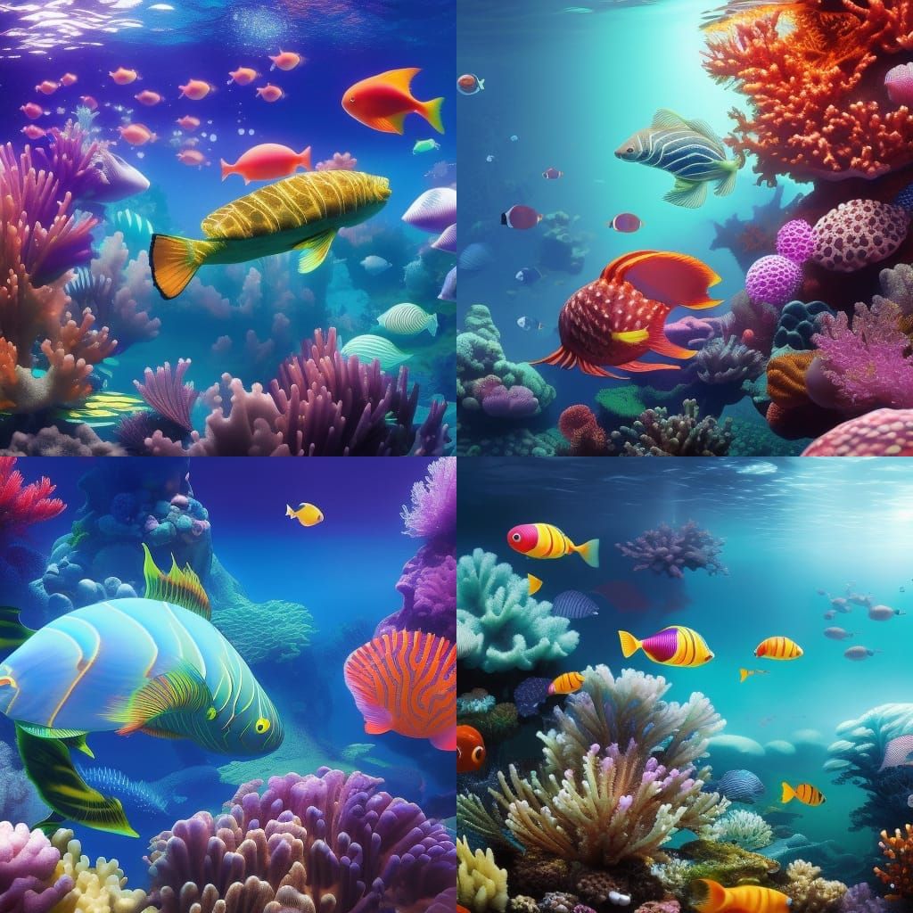 Bioluminescent Deep Ocean Creatures Seamless Pattern