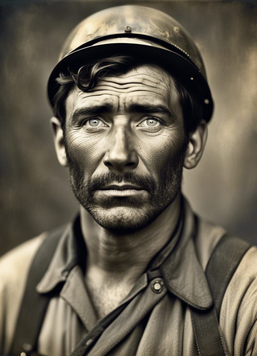 Vintage Portrait of Appalachian Coal Miner