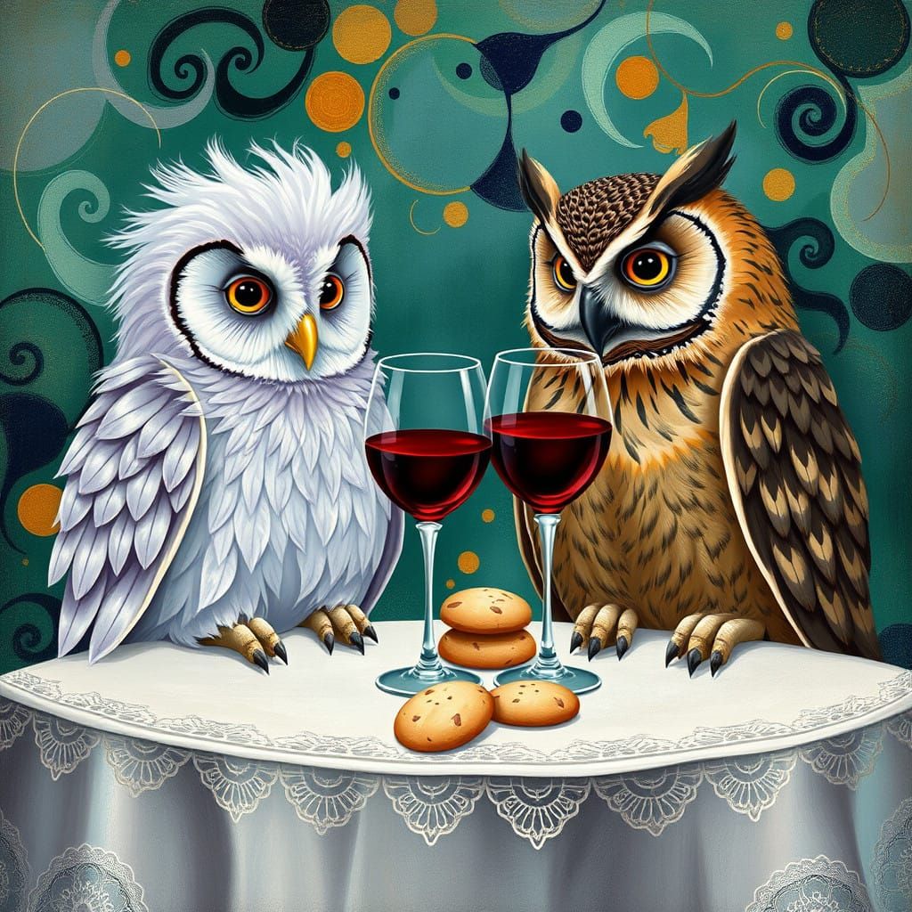 Wise Old Owls Celebrate Christmas in Whimsical Winter Wonder...