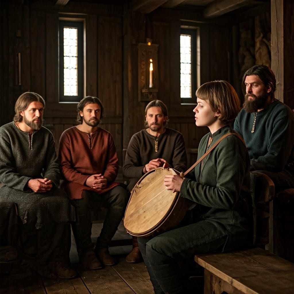 Medieval Balladeer's Audition in Photorealistic Style