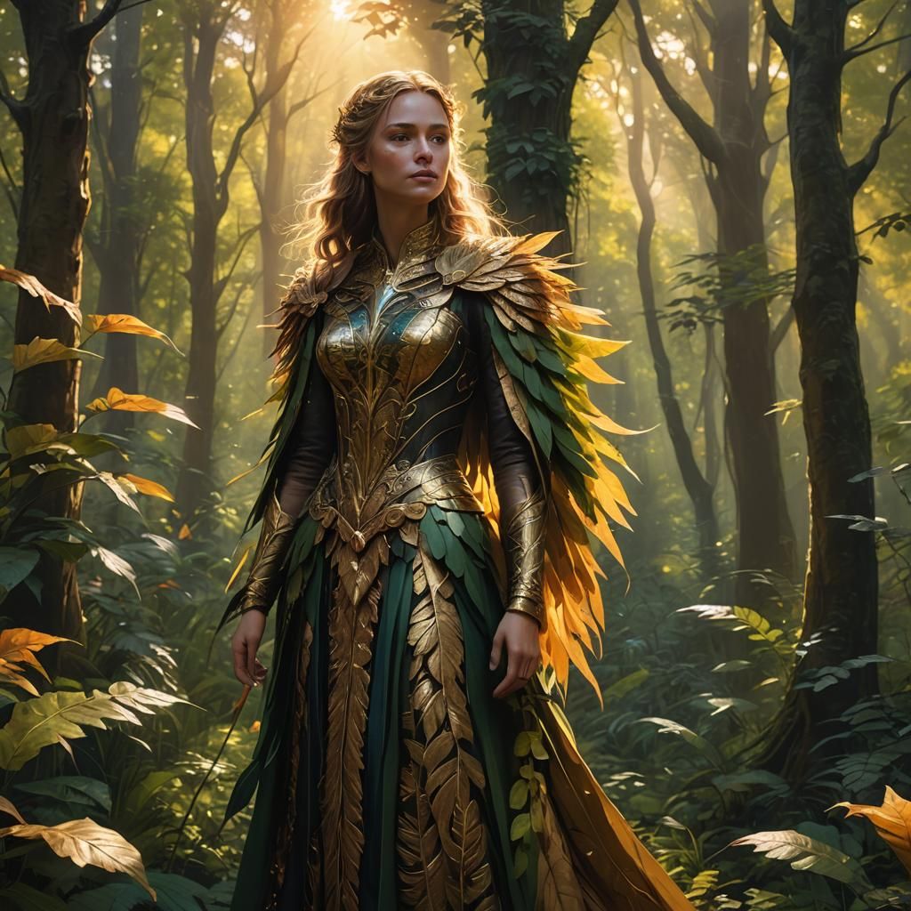 Serene Woman in Vibrant Forest Concept Art