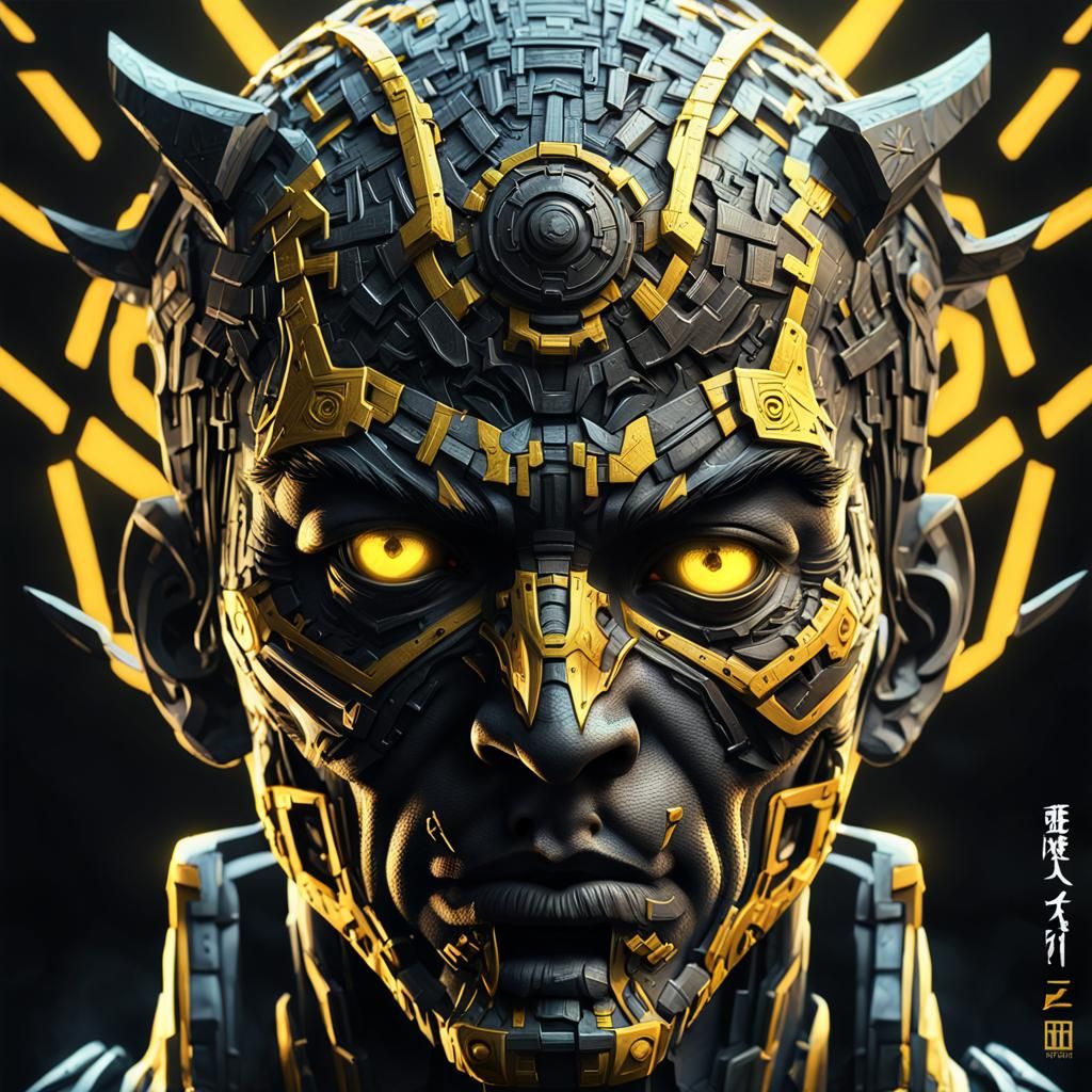 SEZARNET in 3D: Hyperrealistic Black and Yellow Text