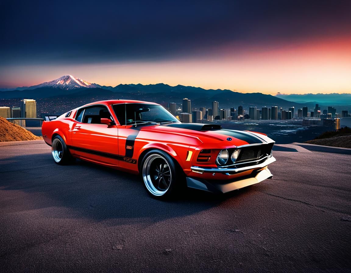 1970 Mustang GT 500 in Anime Style