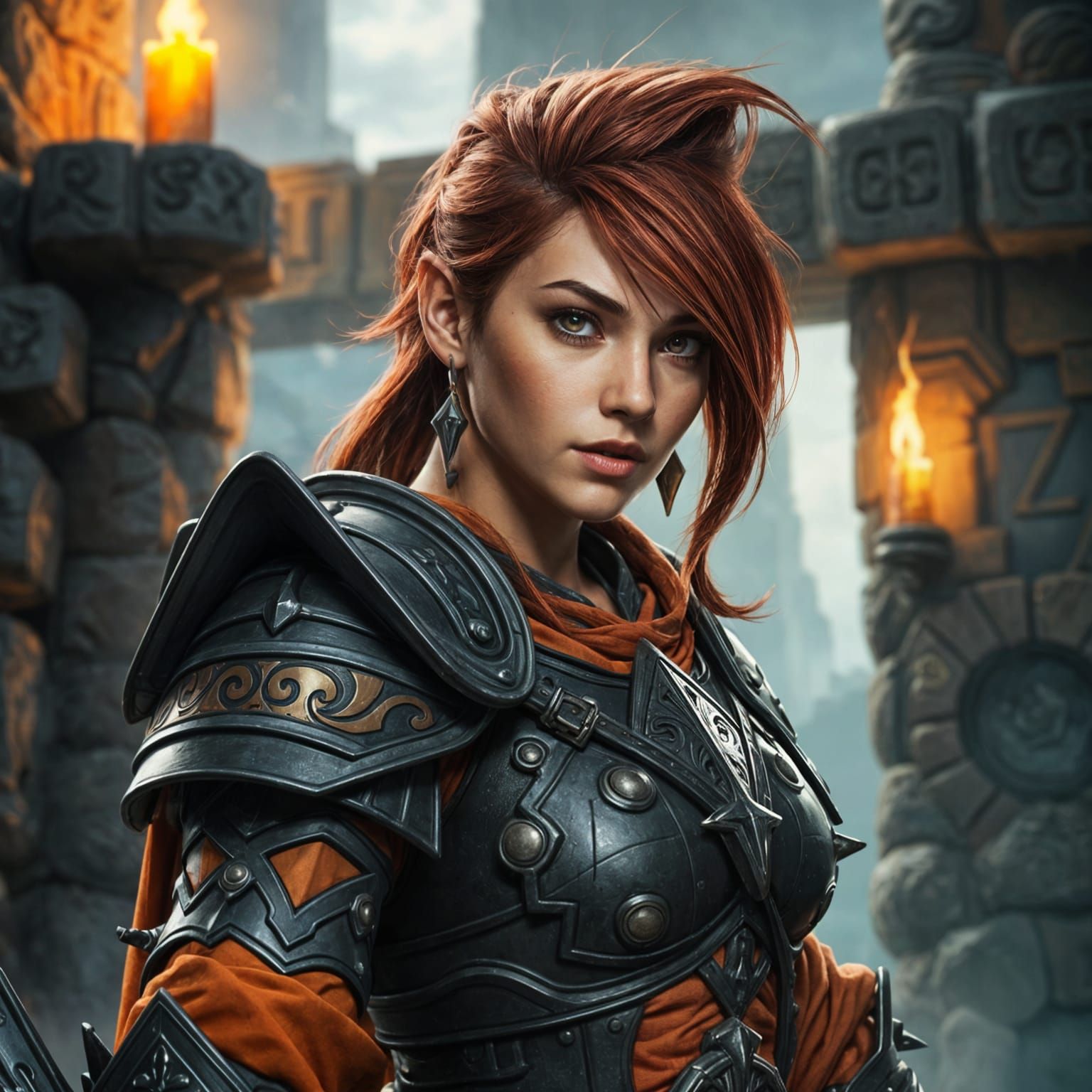 Epic Female Dwarf Warrior of Medieval Fantasy
