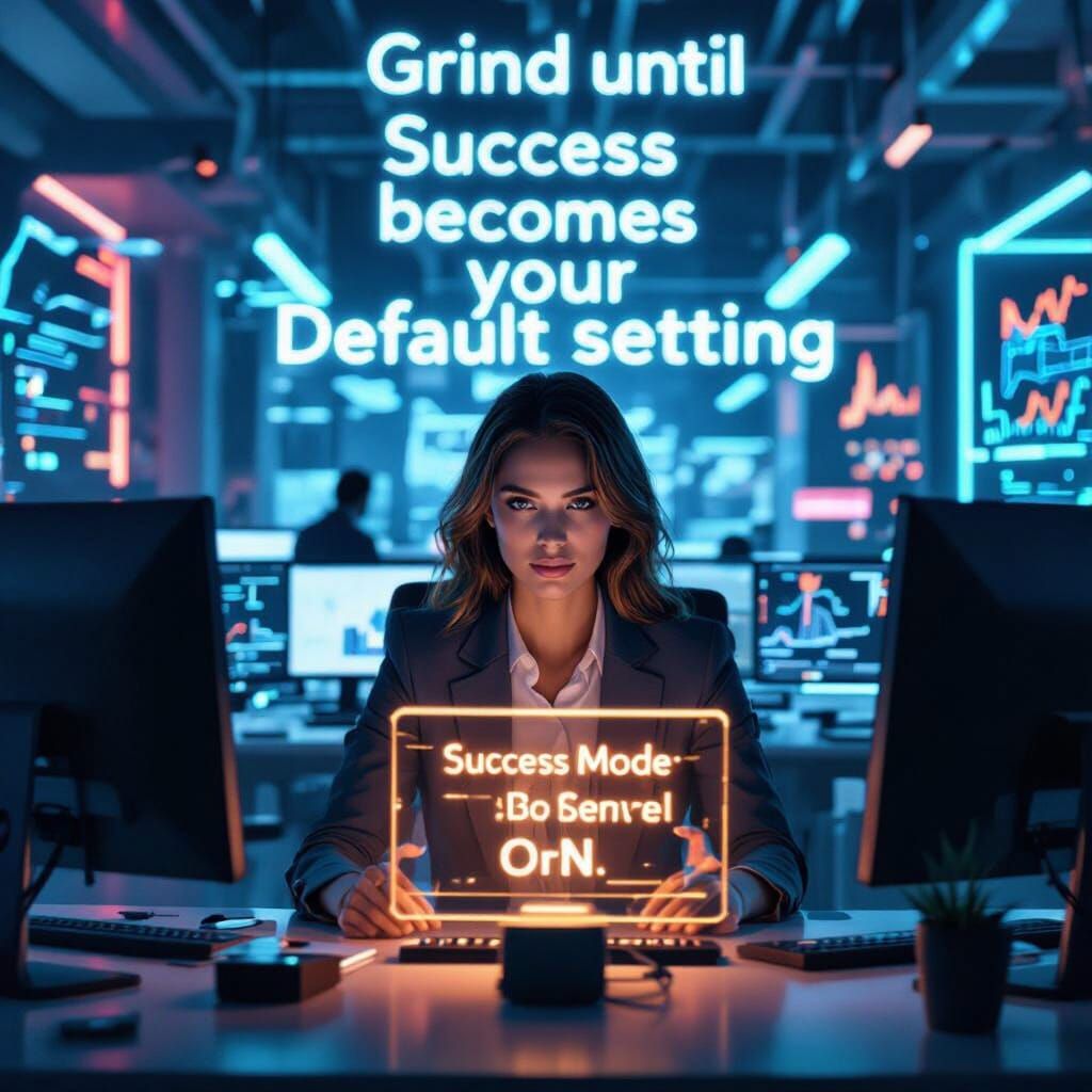 Futuristic Office Grinding for Success in Digital Art Style