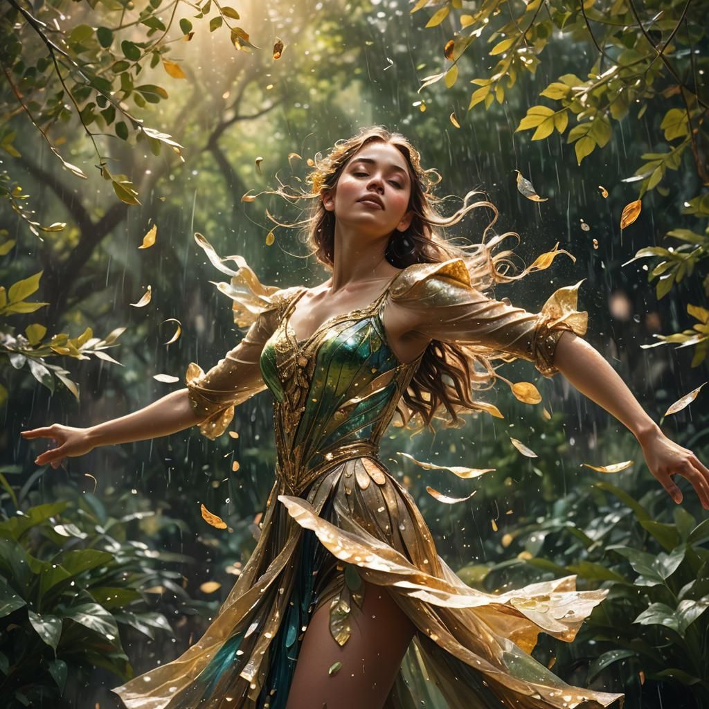 Woman in Swaying Foliage: Fantasy Concept Art
