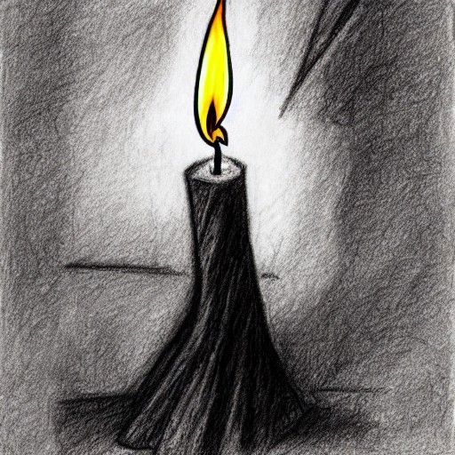 Gothic Candle in the Wind Pencil Sketch