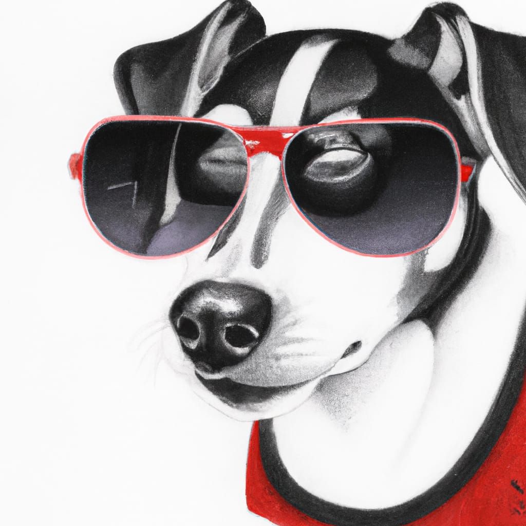 Detailed Pencil Drawing of Jack Russell in Sunglasses