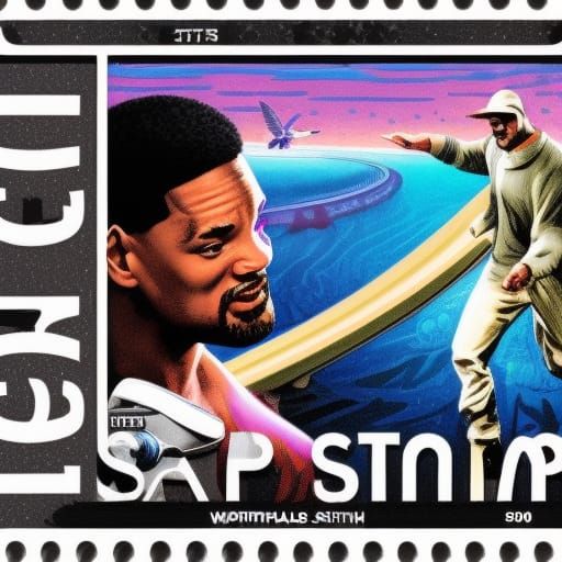 Commemorative Postage Stamp in Comic Book Style