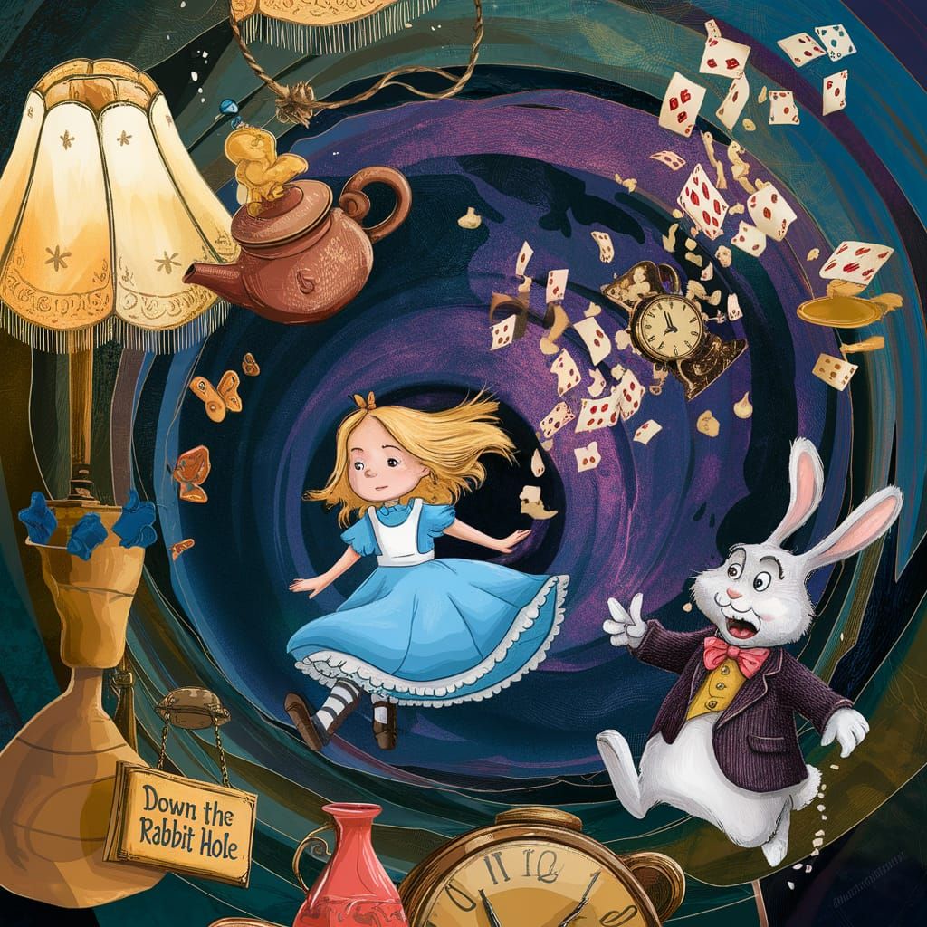 Alice in Wonderland: Steampunk Surrealism Illustration