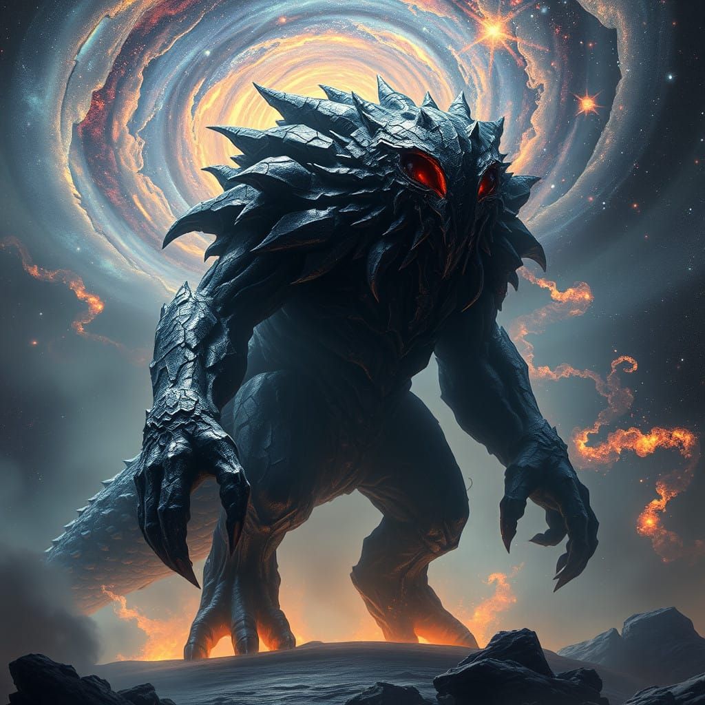 Cosmic Horror Titan in Turbulent Void