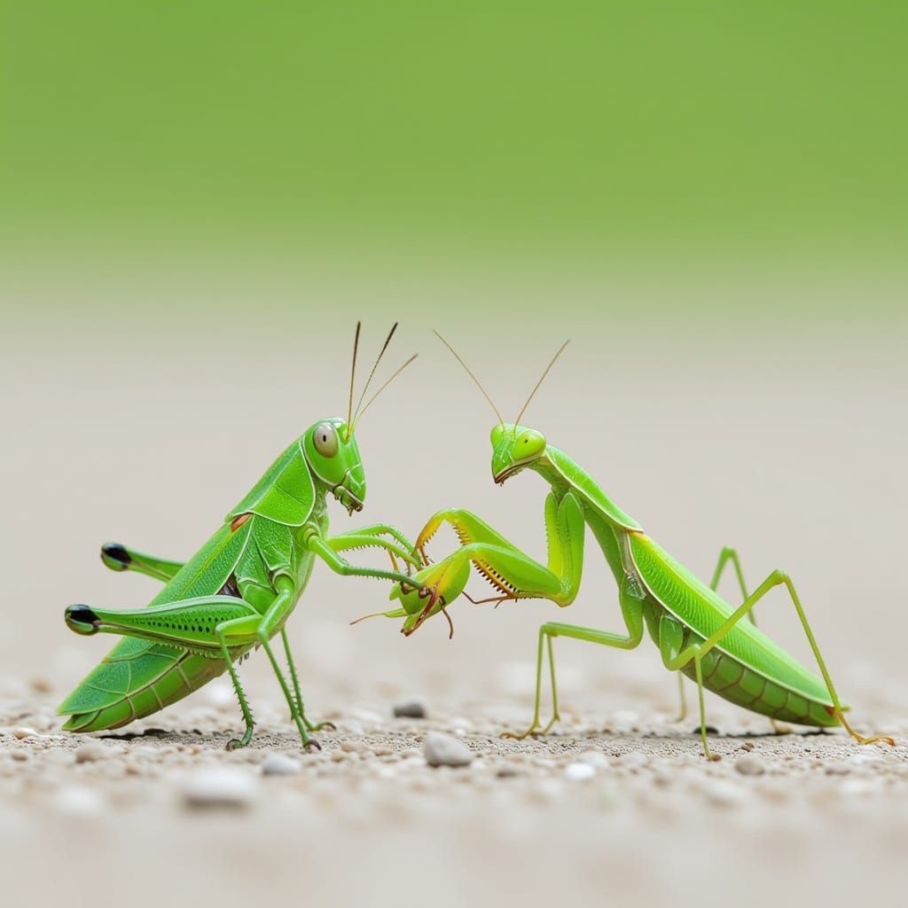 Intense Battle: Grasshopper vs Praying Mantis