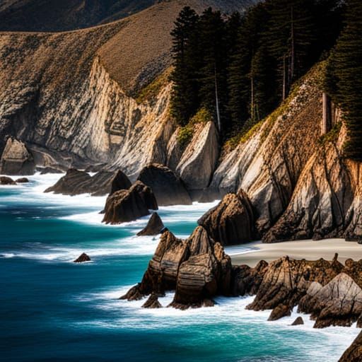 Hyperrealistic Big Sur, California Landscape in HDR