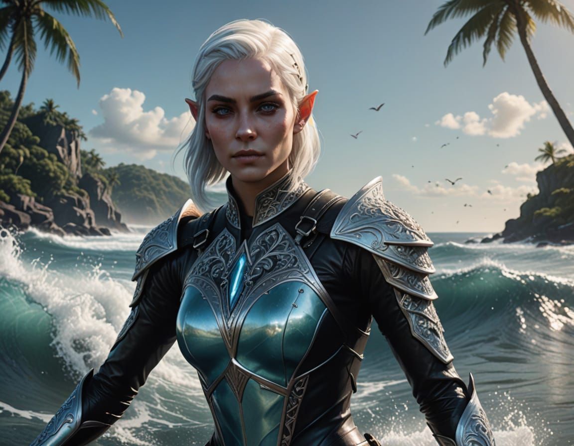 Surfer Drow in Tropical Seas