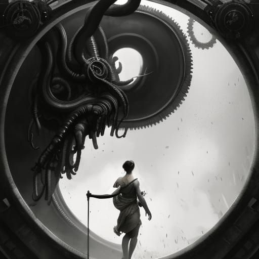Good and Evil: Steampunk Concept Art in Black and White