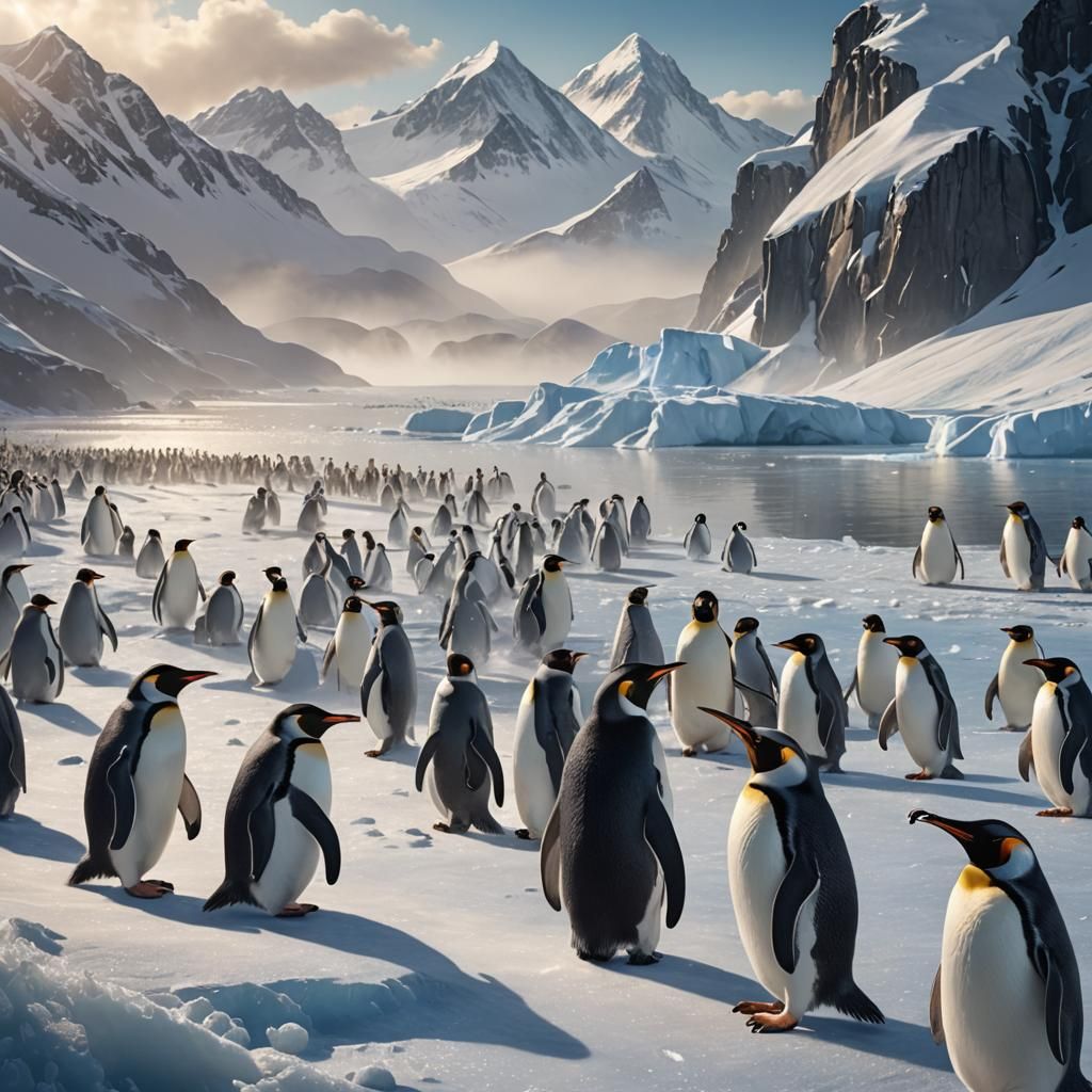 Photorealistic Penguin in Arctic Landscape: Digital Art