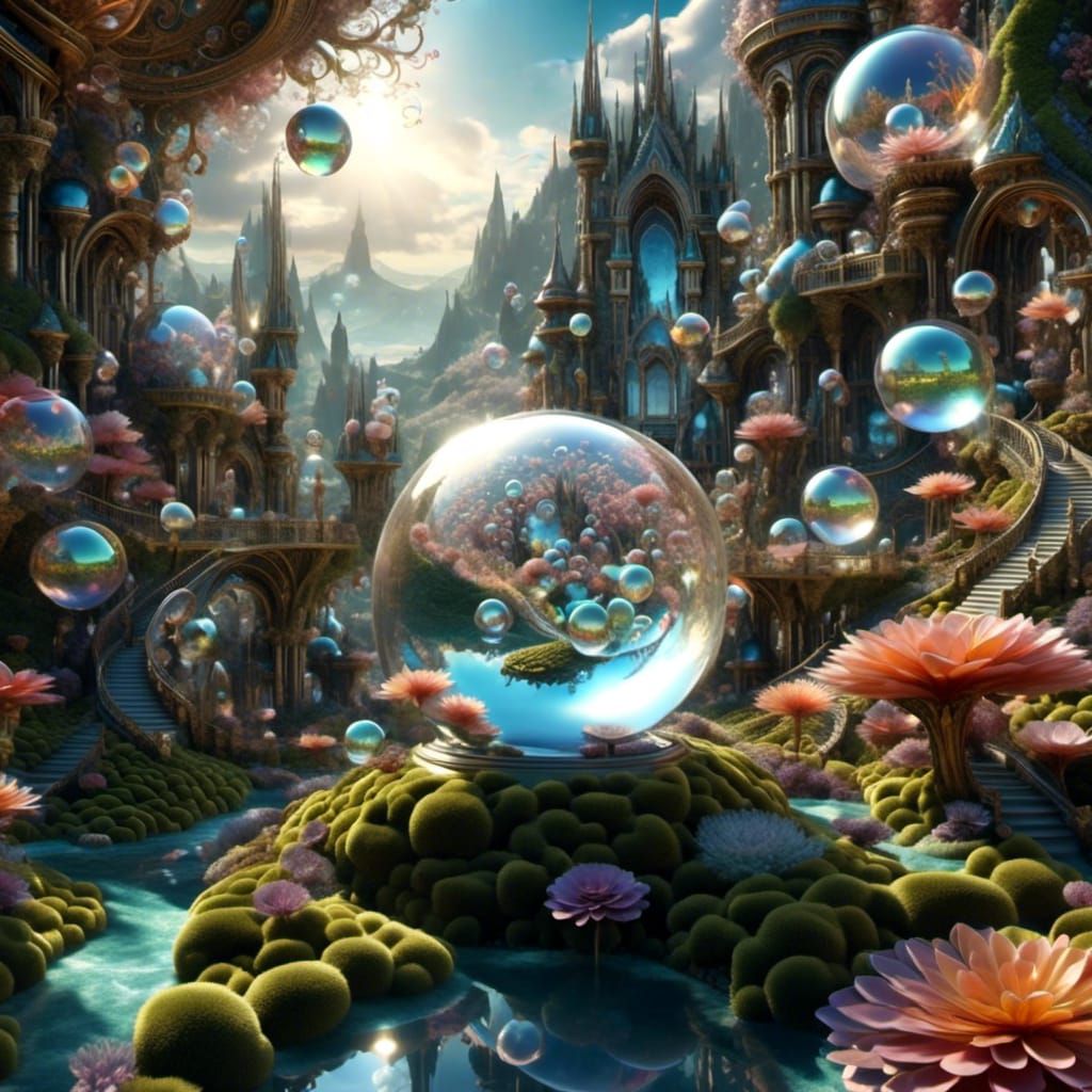 Funny Cartoon Creature in Bubblescape Style