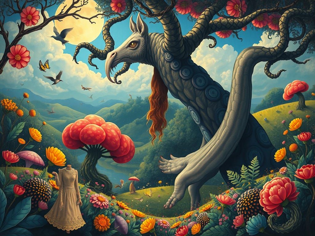 Whimsical Fantastical Landscape in Pop Surrealist Style