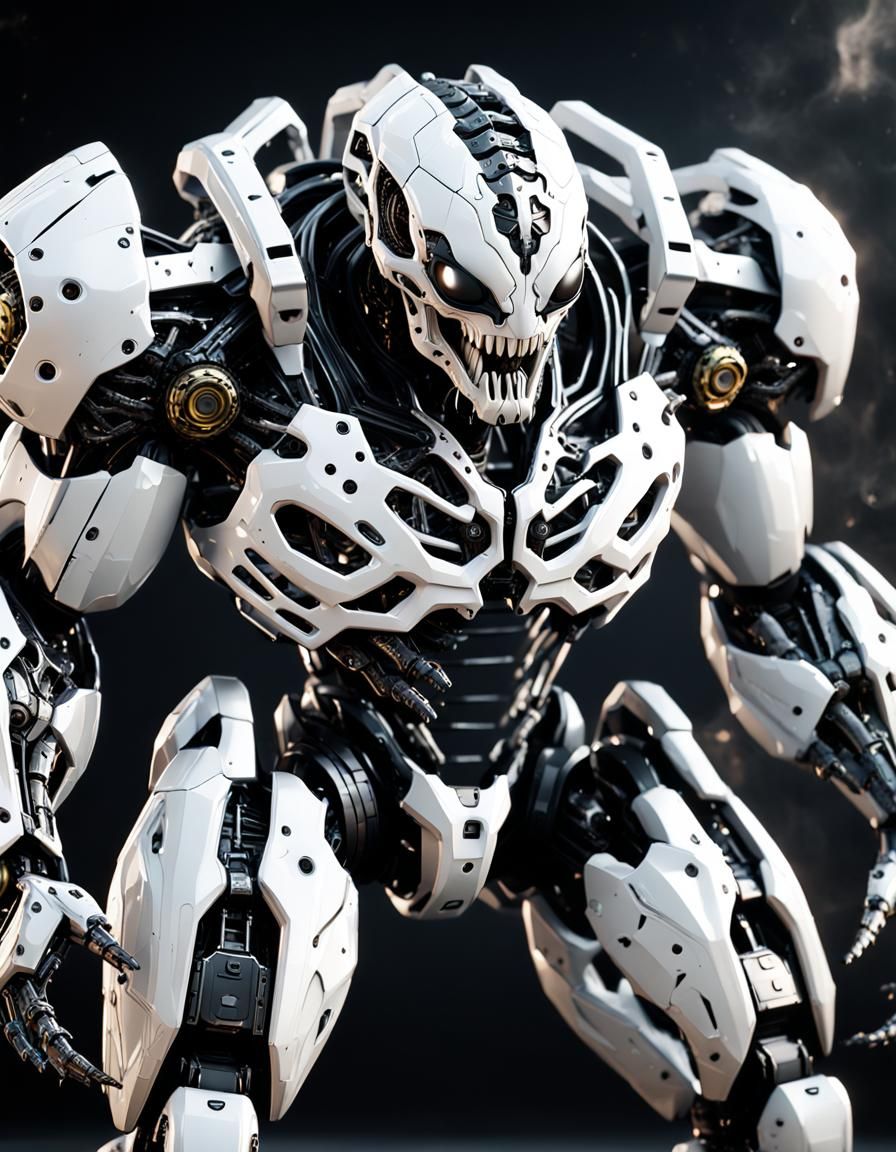 Futuristic White Venom with Creepy Black Marks