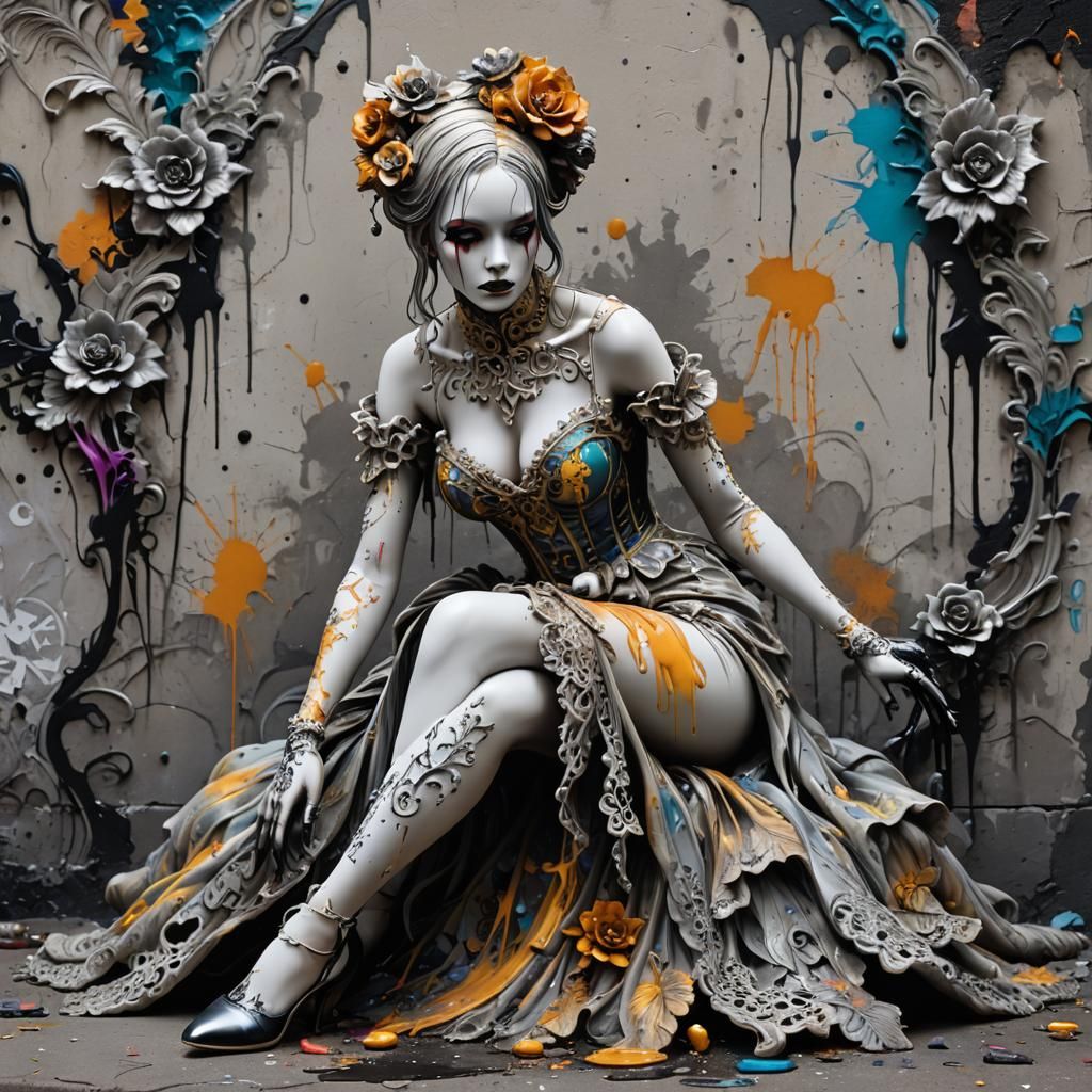 Gothic Graffiti: A Polychromatic Dust Woman